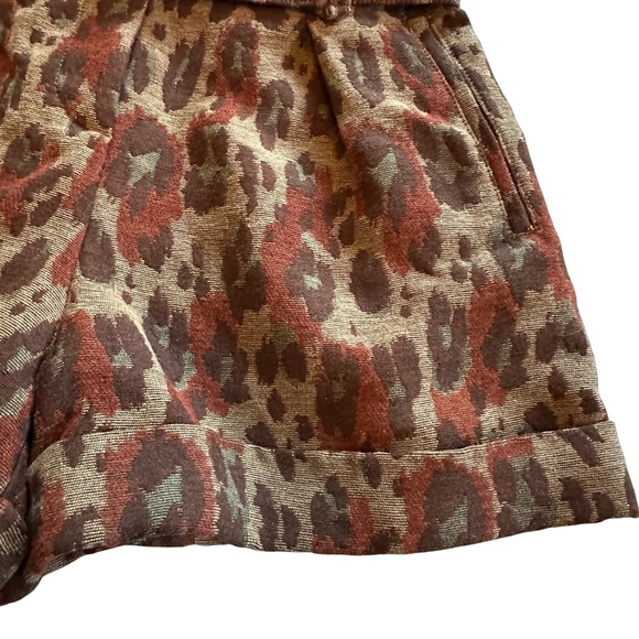 Sezane NWT Jacquard Leopard Bordeaux Print High Rise Shorts Size 2 US 34 UK - Picture 4 of 15